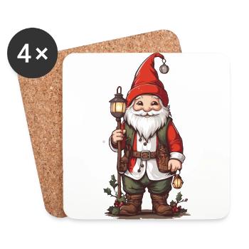 Nordischer Weihnachtsgnom festliches Weihnachten - Untersetzer (4er-Set) - Weiß - Vorne