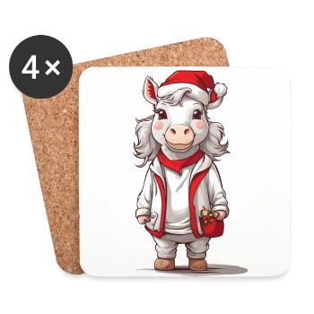 Poney festif hiver Design amoureux des chevaux - Dessous de verre (lot de 4) - blanc - Devant