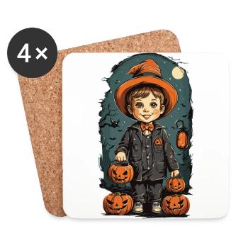 Rétro Halloween Kid Trick or Treat Design - Dessous de verre (lot de 4) - blanc - Devant