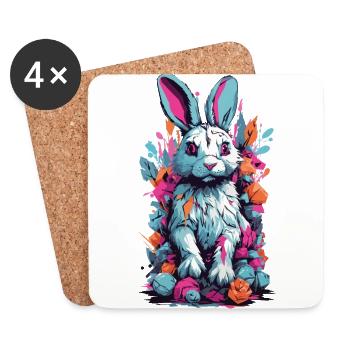 Gothic Kawaii Psycho Goth Bunny Pastel Unique - Untersetzer (4er-Set) - Weiß - Vorne