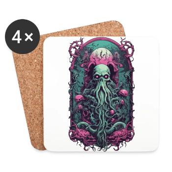Occulte goule Kraken Monster Halloween Design - Dessous de verre (lot de 4) - blanc - Devant