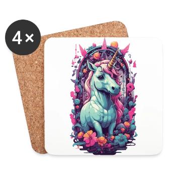 Licorne gothique mystique occulte et magique - Dessous de verre (lot de 4) - blanc - Devant