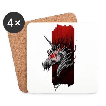 Shadow Serenity: Dark Unicorn - Coasters (set of 4) - white - Front