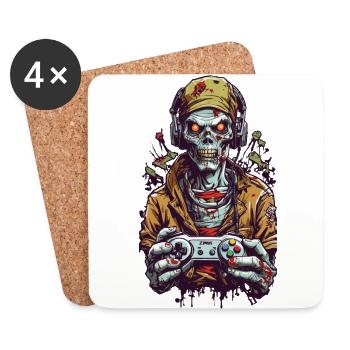 Aesthetic Retro Zombie Gamer Gaming Style - Coasters (set of 4) - white - Front