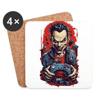 Vampire Gamer Halloween Ghoul Gaming Style - Coasters (set of 4) - white - Front