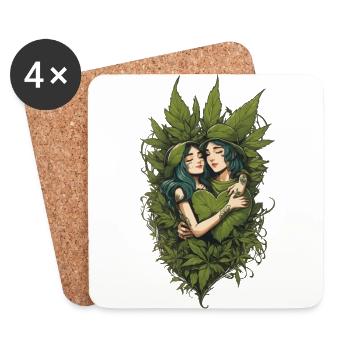 Nature-loving couple of plants streetwear design - Coasters (set of 4) - white - Front