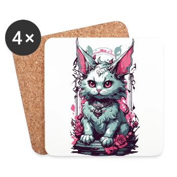 Gothic Pastel Cat Aesthetic Streetwear - Coasters (set of 4) - white - Front