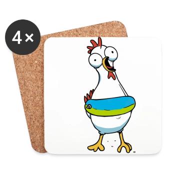 Huhn Hühner Schwimmring Seenot Schwimmer - Untersetzer (4er-Set) - Weiß - Vorne
