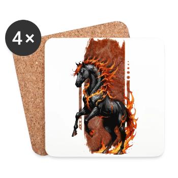 Infernal Steed: Doom Horse, Black and Aflame - Coasters (set of 4) - white - Front