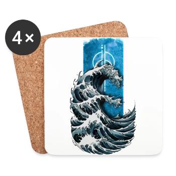 Ocean’s Fury : Conception de la grande vague de mer - Dessous de verre (lot de 4) - blanc - Devant