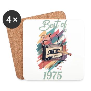 Best of 1975 cool vintage music cassettes for the 50th anniversary - Coasters (set of 4) - white - Front