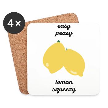 Easy Peasy Lemon Squeezy - Geschenkidee - Geschenk - Untersetzer (4er-Set) - Weiß - Vorne