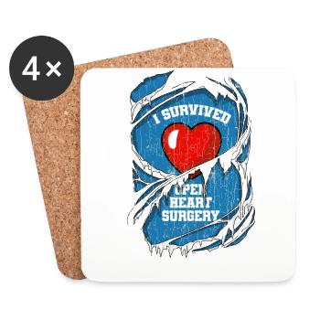 I Survived Open Heart Surgery CHD Awareness Happy - Dessous de verre (lot de 4) - blanc - Devant