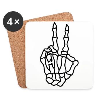 Skelett Hand Peace - Untersetzer (4er-Set) - Weiß - Vorne