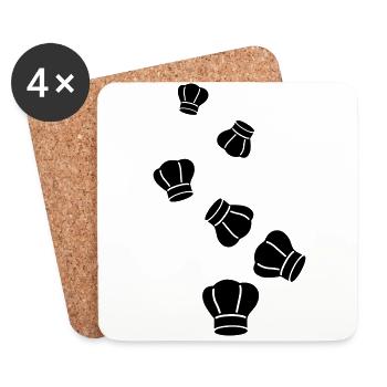 Symbole du chapeau de chef - Dessous de verre (lot de 4) - blanc - Devant