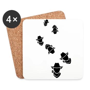 Cowboy western head - Coasters (set of 4) - white - Front