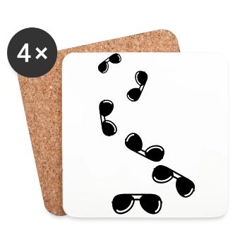 symbole d’icône de lunettes de soleil - Dessous de verre (lot de 4) - blanc - Devant