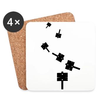 Icône de signalisation - Dessous de verre (lot de 4) - blanc - Devant