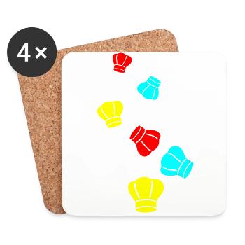 Symbole du chapeau de chef - Dessous de verre (lot de 4) - blanc - Devant