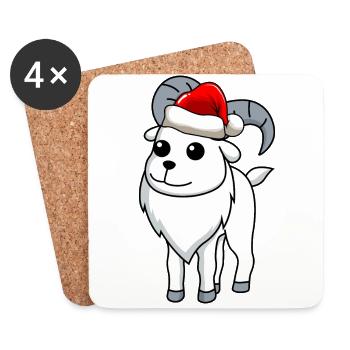 Chèvre de montagne Bande dessinée Noël - Dessous de verre (lot de 4) - blanc - Devant