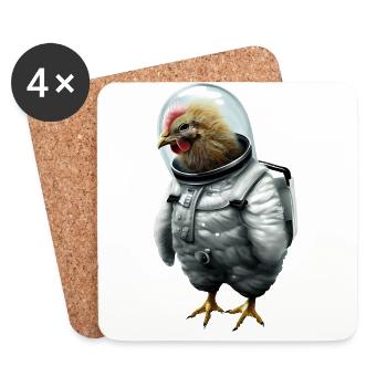 Ein Huhn im Astronautenanzug - Untersetzer (4er-Set) - Weiß - Vorne