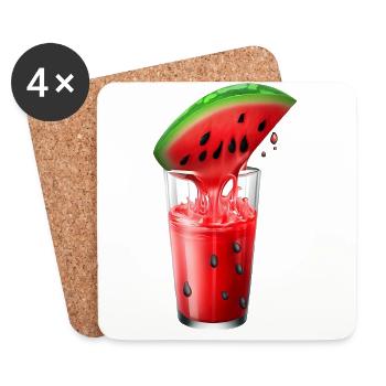 Saftige Wassermelone im Glas - Untersetzer (4er-Set) - Weiß - Vorne