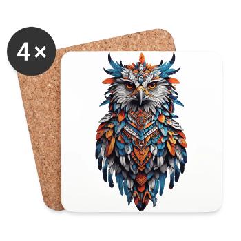 spirituel de l’aigle et plumes indiennes - Dessous de verre (lot de 4) - blanc - Devant