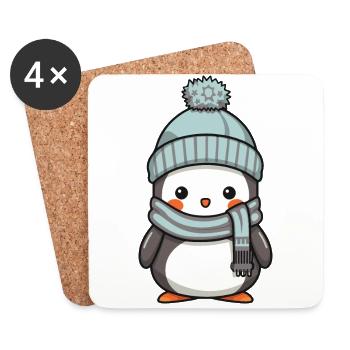 Penguin Winter Animal Cute Comic - Coasters (set of 4) - white - Front