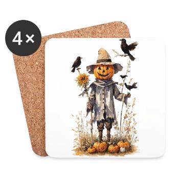 Goblincore Scarecrow Halloween Pumpkin Design - Coasters (set of 4) - white - Front