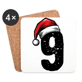 9 Numéro de Noël - Dessous de verre (lot de 4) - blanc - Devant