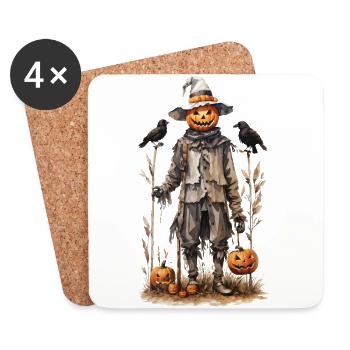 Folklore Halloween Kürbis Goblincore Herbst - Untersetzer (4er-Set) - Weiß - Vorne