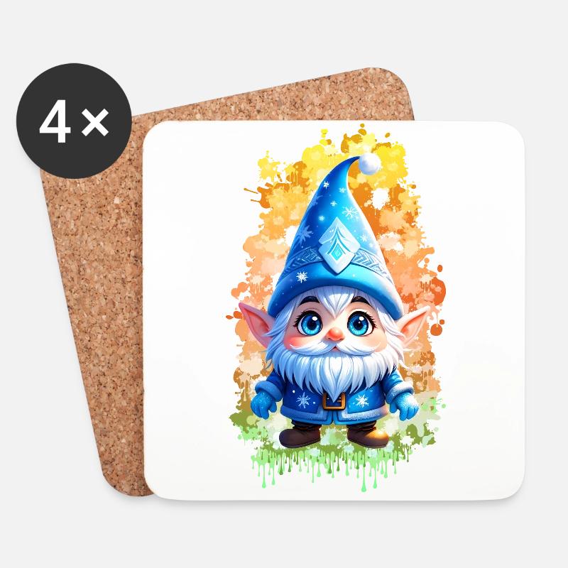 Blauer Winterwichtel mit SplashArt Hintergrund - Untersetzer (4er-Set) - Weiß