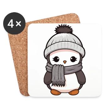 Penguin Winter Animal Baby Comic - Coasters (set of 4) - white - Front