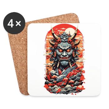 Vintage Japan Oni Dämon Ukiyo-E Otaku Design - Untersetzer (4er-Set) - Weiß - Vorne