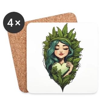 Heart for Plants Hipster Streetwear Design - Coasters (set of 4) - white - Front