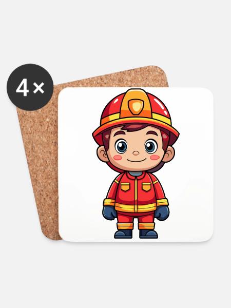 Hero in red the firefighter - Coasters (set of 4) - white