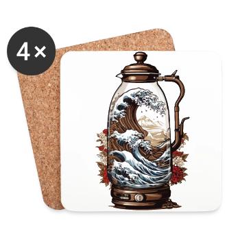Vintage Coffee Wave Japan Aesthetic Design - Coasters (set of 4) - white - Front