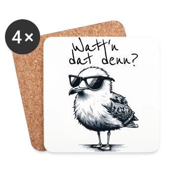 Watt’n dat denn Coole Möwe Nordsee Spruch - Dessous de verre (lot de 4) - blanc - Devant