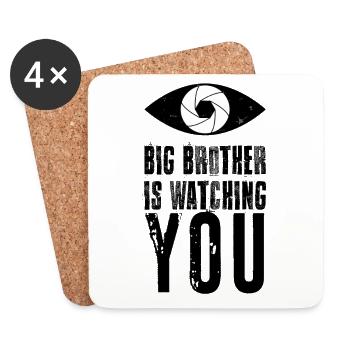 Big Brother kontrolliert dich - Untersetzer (4er-Set) - Weiß - Vorne