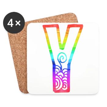arc en ciel y - Dessous de verre (lot de 4) - blanc - Devant