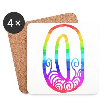 arc en ciel o - Dessous de verre (lot de 4) - blanc - Devant