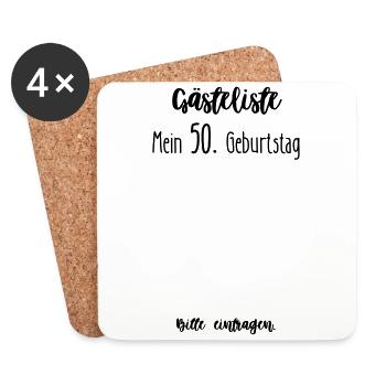 Gästeliste - Mein 50. Geburtstag - Bitte eintragen - Untersetzer (4er-Set) - Weiß - Vorne