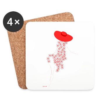 Robe florale - Dessous de verre (lot de 4) - blanc - Devant