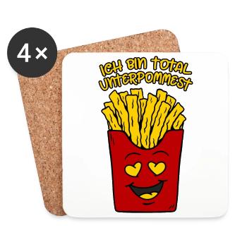 Pommes Frites total unterpommest lustige Pommes - Untersetzer (4er-Set) - Weiß - Vorne