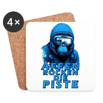 Ski Affen rocken die Piste - witzig Männer - Untersetzer (4er-Set) - Weiß - Vorne