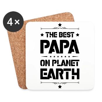 Meilleure citation de papa Fête des pères - Dessous de verre (lot de 4) - blanc - Devant