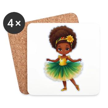 Ballerine enfant idée cadeau Afro Locks - Dessous de verre (lot de 4) - blanc - Devant