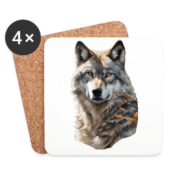 Wolf - Untersetzer (4er-Set) - Weiß - Vorne