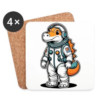 Dinosaurier Astronaut Illustration - Untersetzer (4er-Set) - Weiß - Vorne