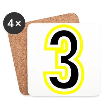 3 Zahl College - Untersetzer (4er-Set) - Weiß - Vorne